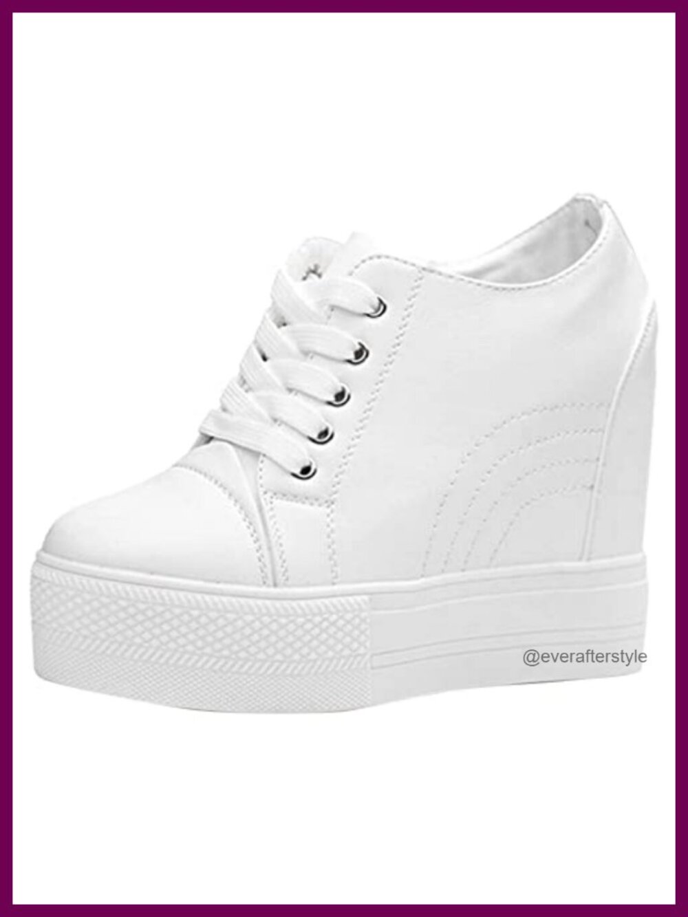 Women Fashion Sneakers Platform Hidden Heel Ankle Wedge PU Lace-Up Walking